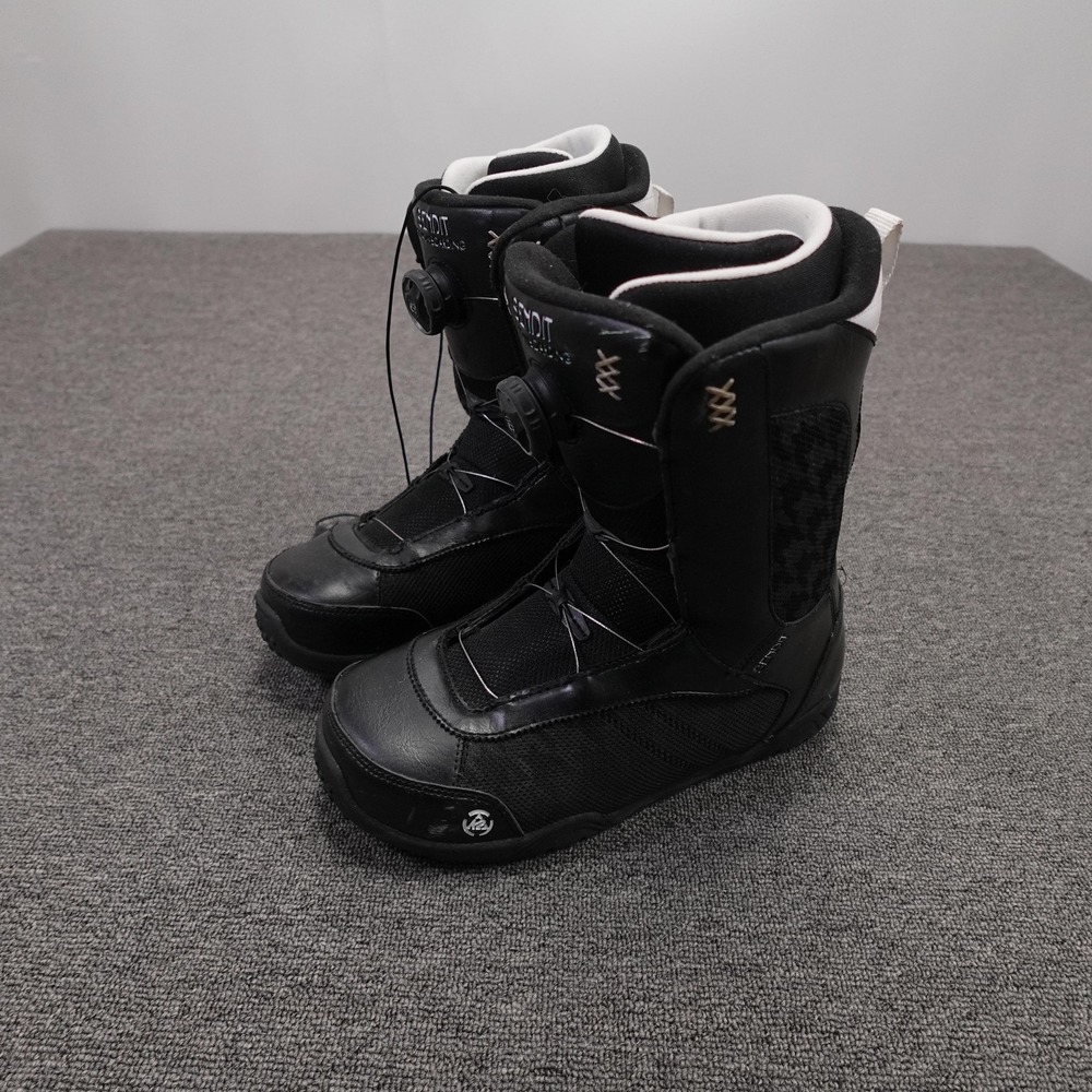 K2 Sendit BOA Snowboard Boots Womens 9 Black White Dial Lacing Rubber Sole